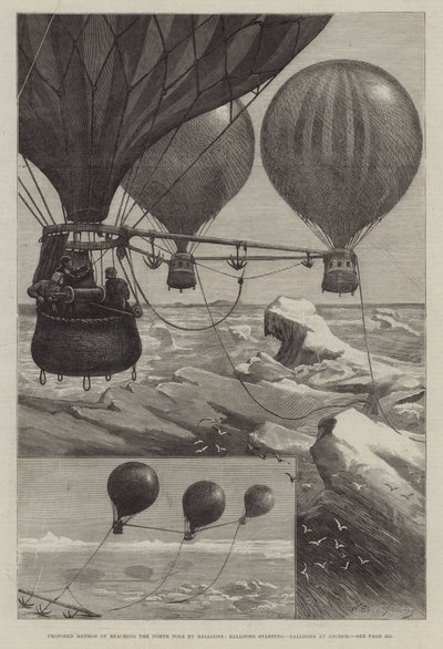Proposed Method of Reaching the North Pole by Balloons, Balloons Starting, Balloons at Anchor by William Bazett Murray